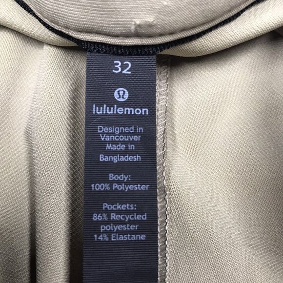 LULULEMON Commission Pants Men 32 (34x31) Tan Classic Fit Warpstreme Performance - Picture 9 of 16